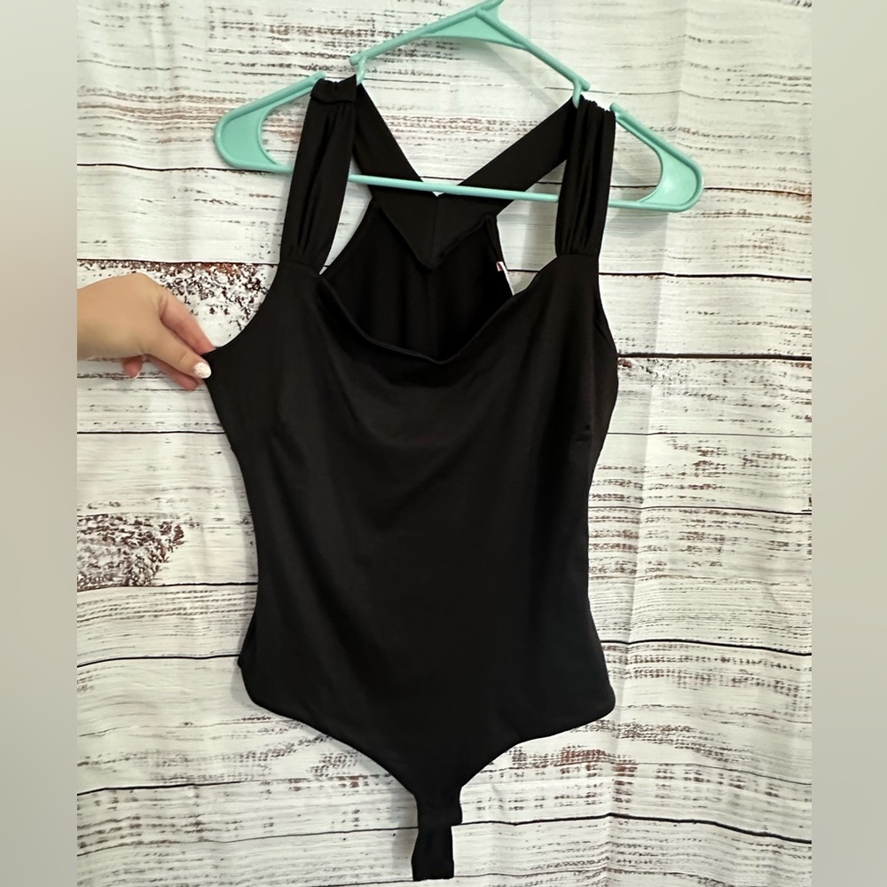 Pink Lily. NO MATTER THE ODDS BLACK SWEETHEART TANK BODYSUIT. Size XL.